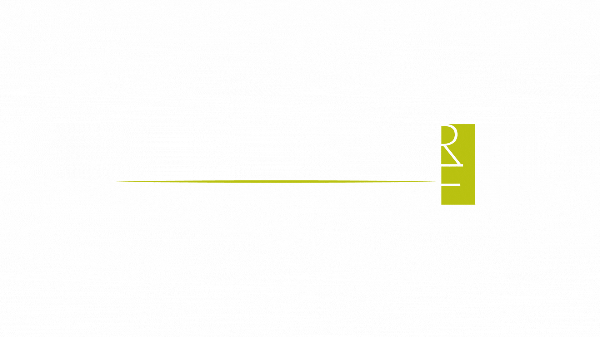 Minimalist graphic featuring a vertical green rectangle on the right with white 