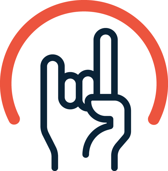 Outline of a hand making the 
