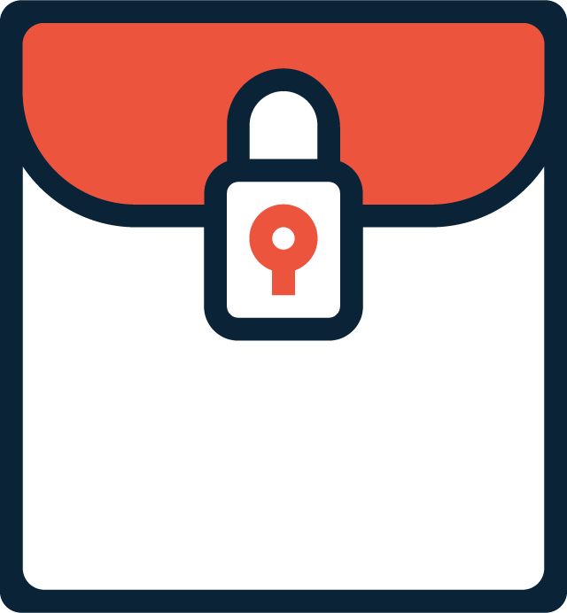 A graphic of a closed envelope with a padlock on the front, symbolizing secure mail—reflecting Our Approach to protecting your confidential communications.