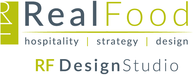 Logo for RealFood RF Design Studio with text: 